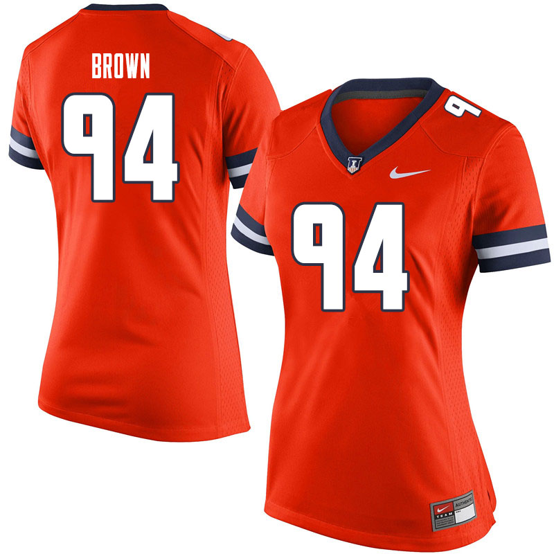 Women #94 Verdis Brown Illinois Fighting Illini College Football Jerseys Sale-Orange